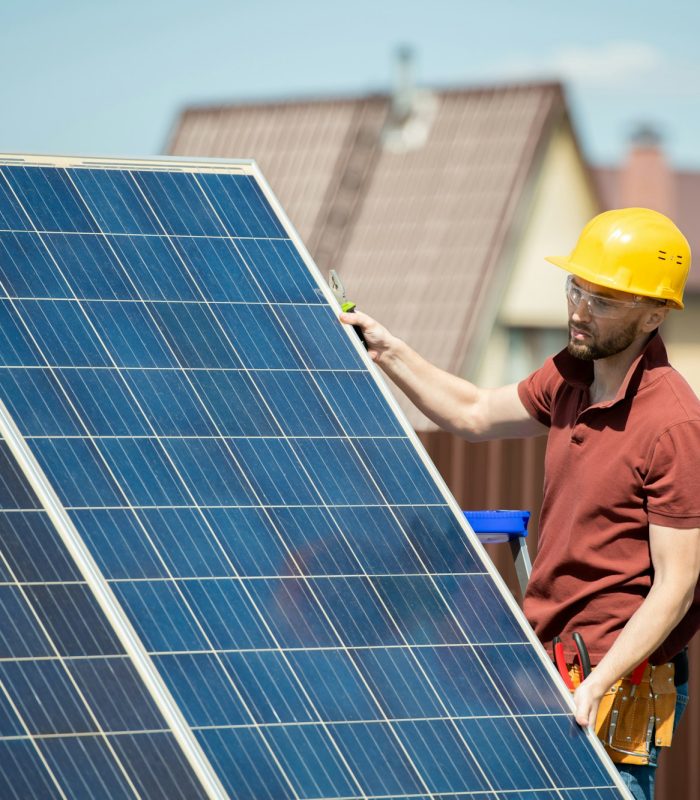 Mounter Installing Solar Panel